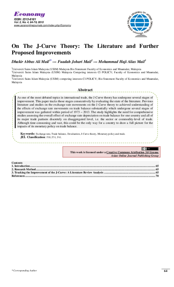  PDF On The J Curve Theory The Literature And Further Proposed