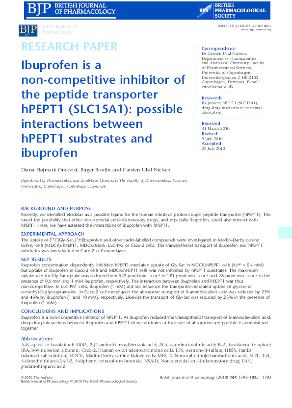 (PDF) Ibuprofen is a inhibitor of the peptide