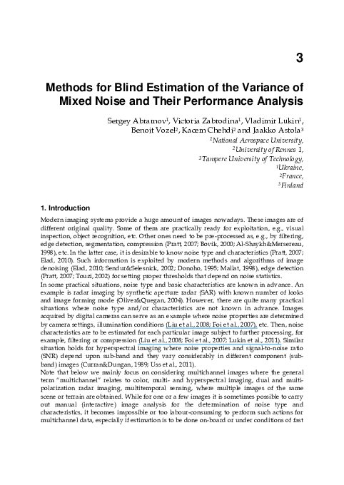 (PDF) Methods for Blind Estimation of the Variance of Mixed Noise and ...