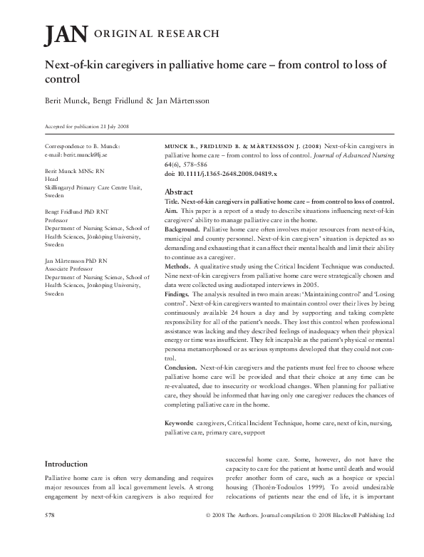 Home Palliative Care Caregiver
