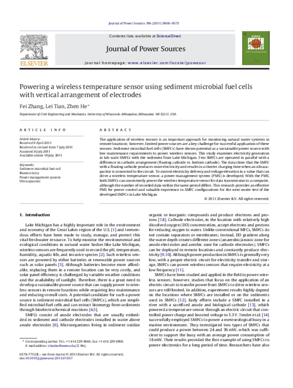 (PDF) Powering a wireless temperature sensor using sediment microbial ...