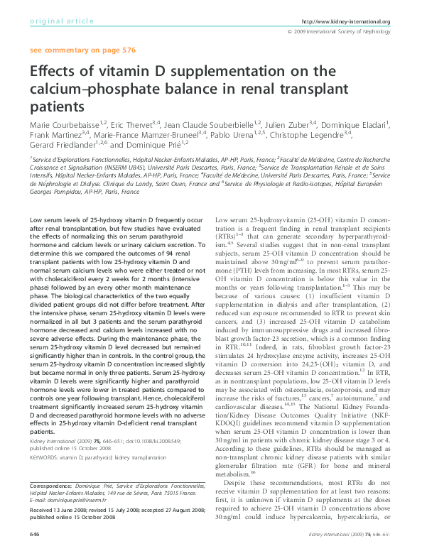 (PDF) Effects of vitamin D supplementation on the calciumphosphate