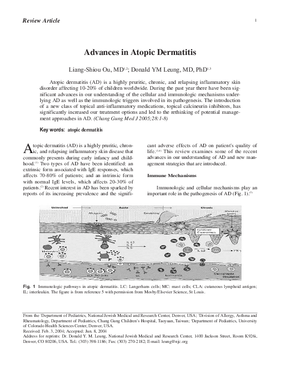 (PDF) Advances in atopic dermatitis