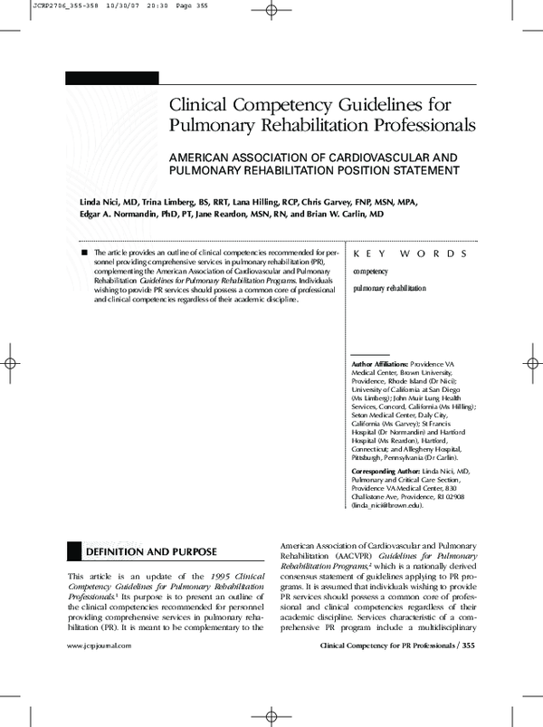 (PDF) Clinical Competency Guidelines for Pulmonary Rehabilitation ...
