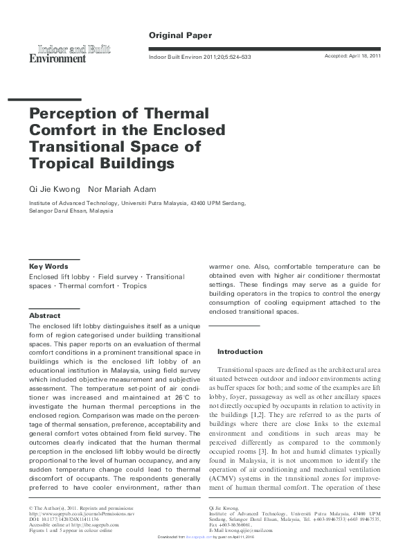 (PDF) Perception of Thermal Comfort in the Enclosed Transitional Space ...