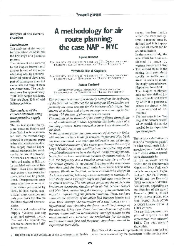 (PDF) A methodogy for air route planning: the case NAP - NYC