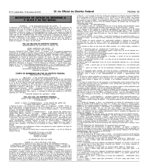 (PDF) Diário Oficial do Distrito Federal SECRETARIA DE ESTADO DA SEGURANÇA PÚBLICA E DA PAZ (PDF) Diário Oficial do Distrito Federal SECRETARIA DE ESTADO DA SEGURANÇA PÚBLICA E DA PAZ