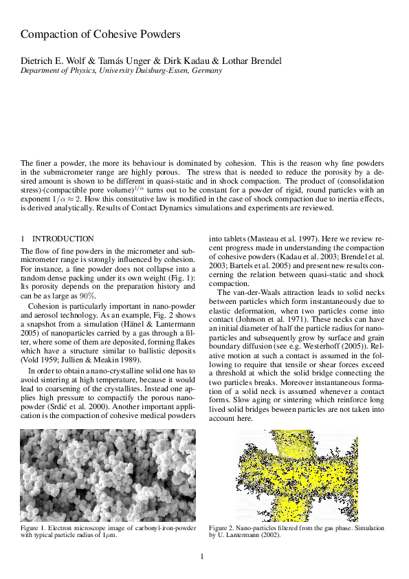 (PDF) Compaction of Cohesive Powders