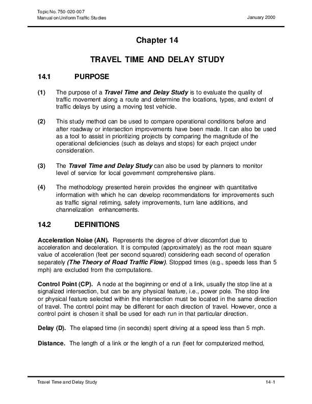 (PDF) Chapter 14 TRAVEL TIME AND DELAY STUDY md shah Academia.edu
