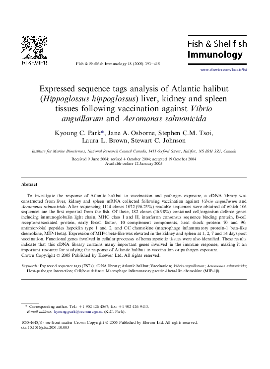 (PDF) Expressed sequence tags analysis of Atlantic halibut (Hippoglossus hippoglossus) liver