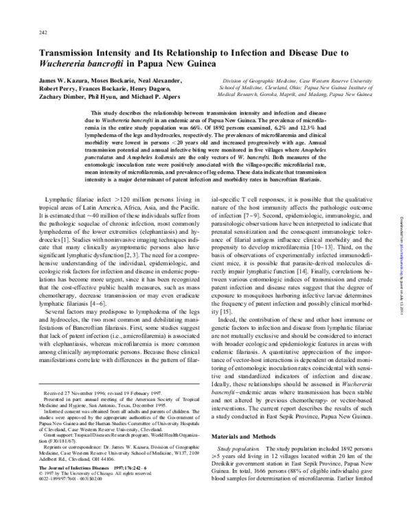(PDF) Transmission Intensity and Its Relationship to Infection and