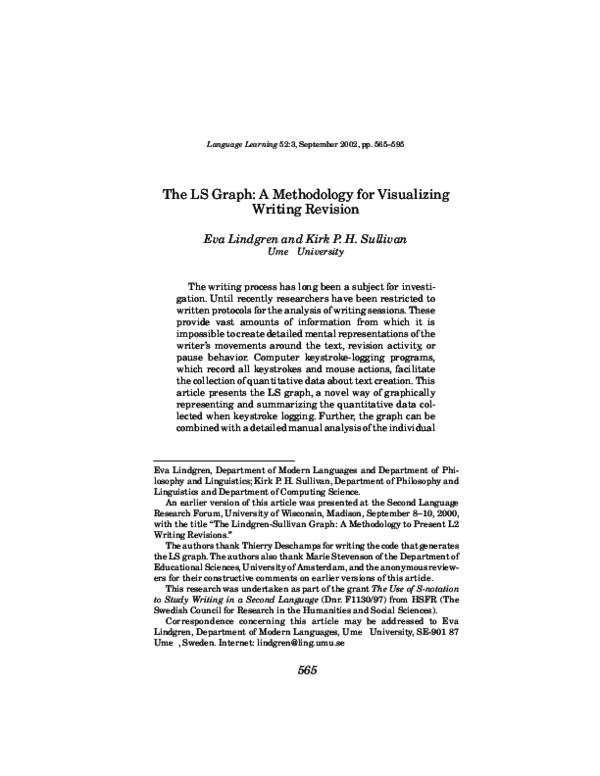 (PDF) The LS Graph: A Methodology for Visualizing Writing Revision