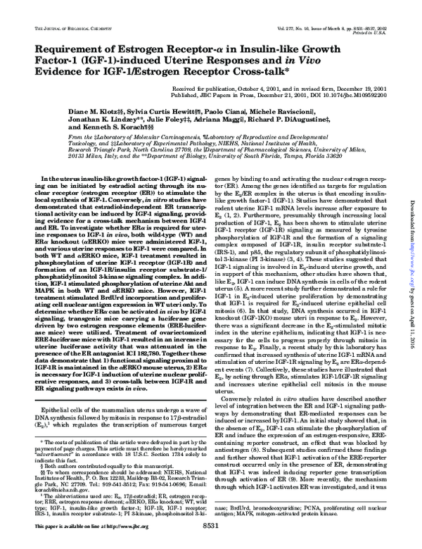 (PDF) Requirement of Estrogen Receptor-alpha in Insulin-like Growth ...