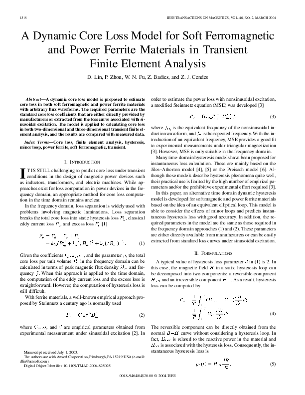 (PDF) A Dynamic Core Loss Model for Soft and Power