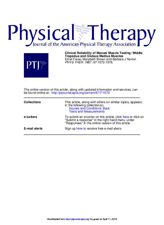 (PDF) Clinical reliability of manual muscle testing. Middle trapezius ...