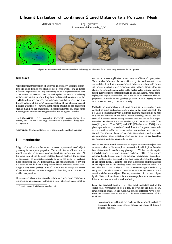 (PDF) Efficient evaluation of continuous signed distance to a polygonal ...