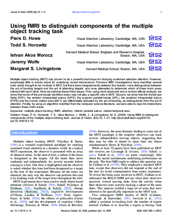(PDF) A Neurophysiological model of multiple object tracking derived ...