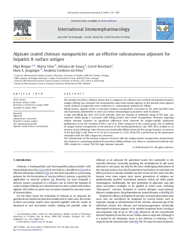 (PDF) Alginate coated chitosan nanoparticles are an effective ...
