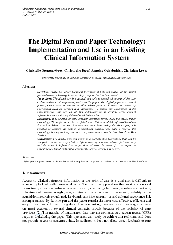 (PDF) The digital pen and paper technology implementation and use in