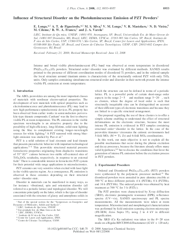 (PDF) Influence of Structural Disorder on the Photoluminescence ...