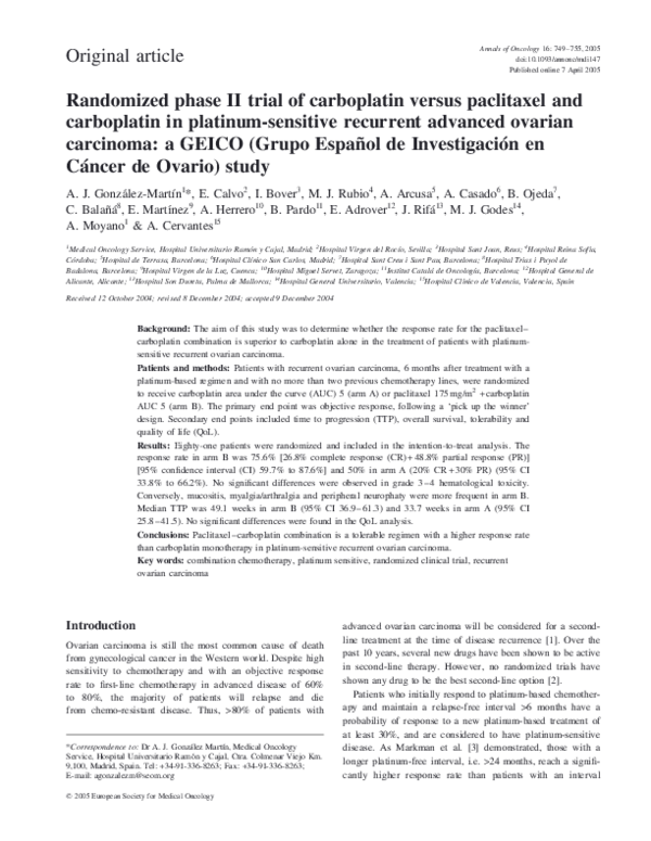 (PDF) Randomized phase II trial of carboplatin versus paclitaxel and ...