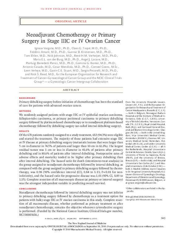 (PDF) Neoadjuvant Chemotherapy or Primary Surgery in Stage IIIC or IV ...