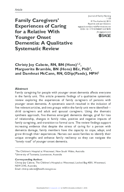 (PDF) Family Caregivers' Experiences of Caring for a Relative With ...