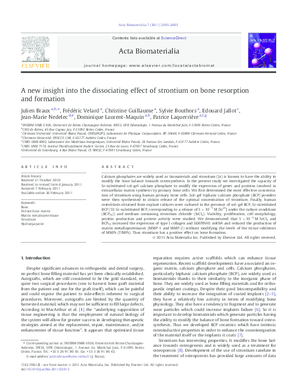 (PDF) A new insight into the dissociating effect of strontium on bone ...