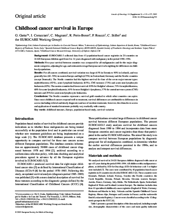 (PDF) Childhood cancer survival in Europe