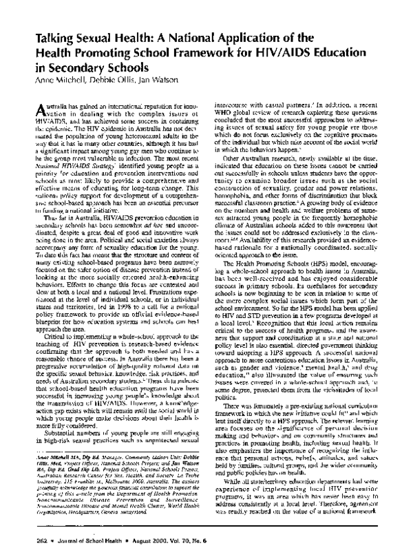 (PDF) Talking Sexual Health A National Application of the Health