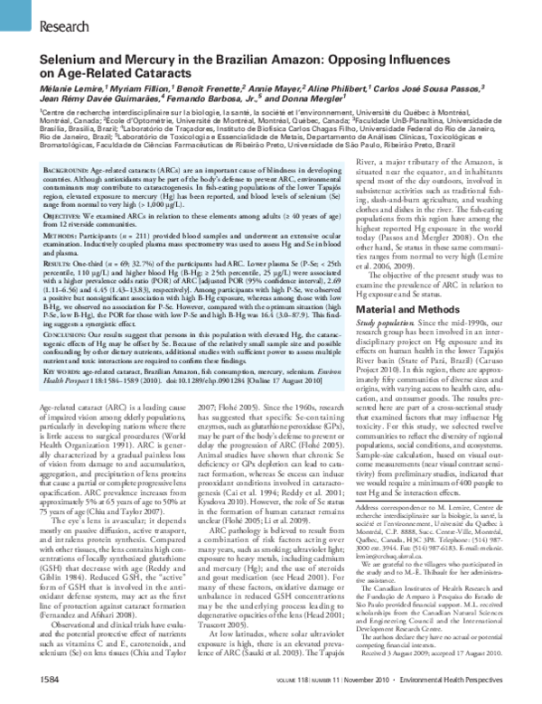 (PDF) Selenium and Mercury in the Brazilian Amazon: Opposing Influences ...