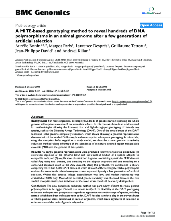 (PDF) A MITE-based genotyping method to reveal hundreds of DNA ...