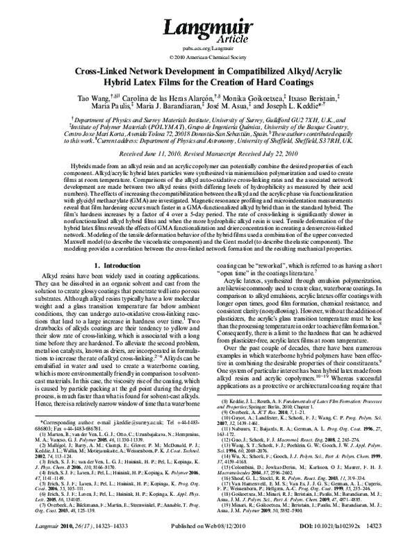 (PDF) CrossLinked Network Development in Compatibilized Alkyd/Acrylic