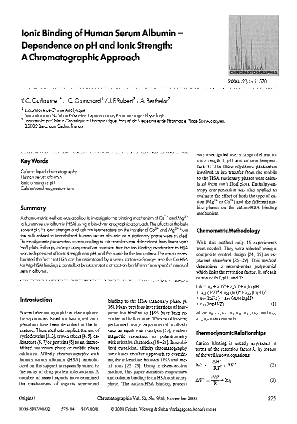 (PDF) Ionic binding of human serum albumin — dependence on pH and ionic ...