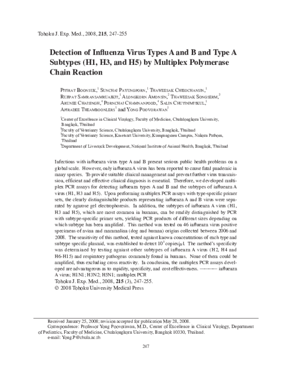 (PDF) Detection of Influenza Virus Types A and B and Type A Subtypes ...