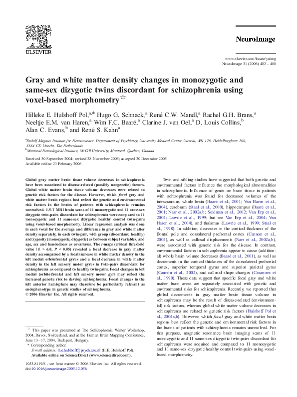 (PDF) Gray and white matter density changes in monozygotic and same-sex ...