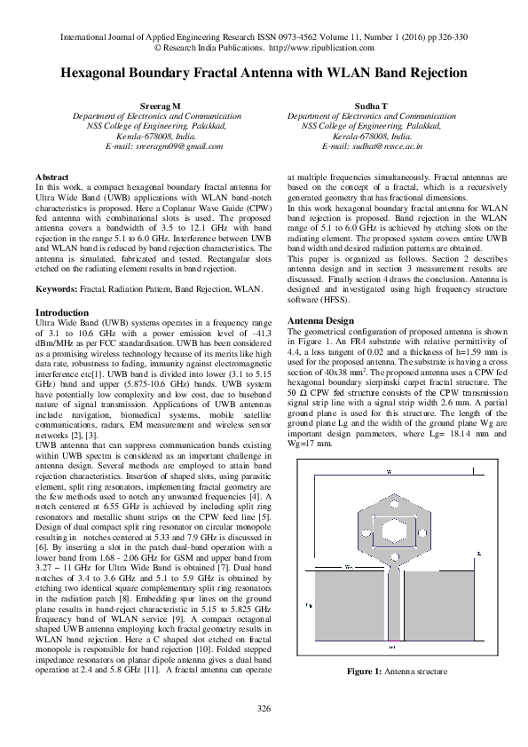 (PDF) Hexagonal Boundary Fractal Antenna with WLAN Band Rejection