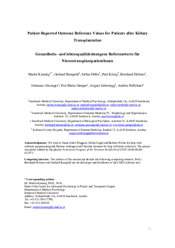 (PDF) Patient-reported outcome reference values for patients after ...