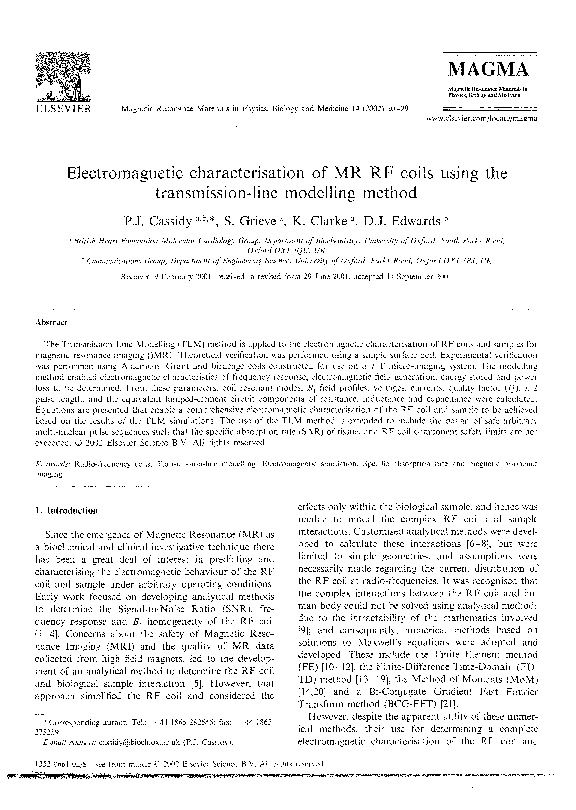 (PDF) Electromagnetic characterisation of MR RF coils using the ...