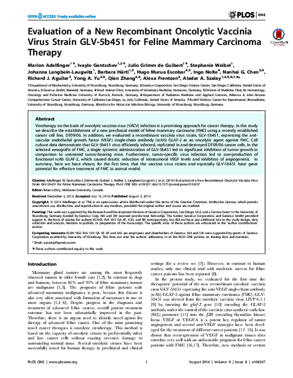 (PDF) Evaluation of a new recombinant oncolytic vaccinia virus strain ...