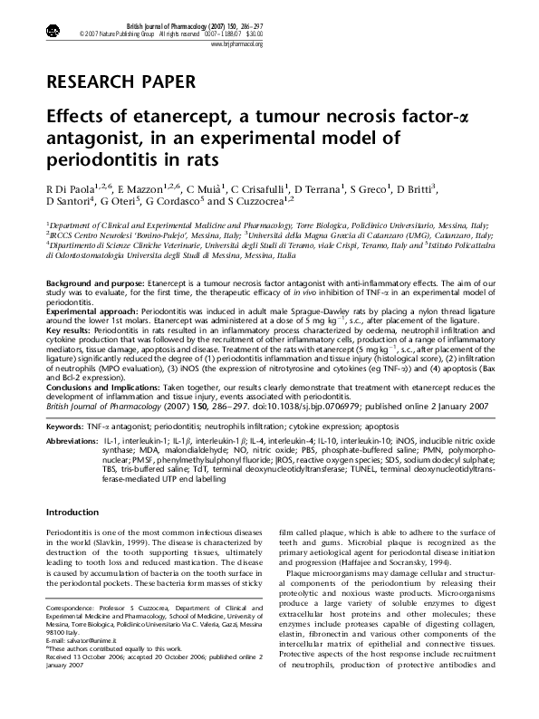 (PDF) Effects of etanercept, a tumour necrosis factor- α antagonist, in ...