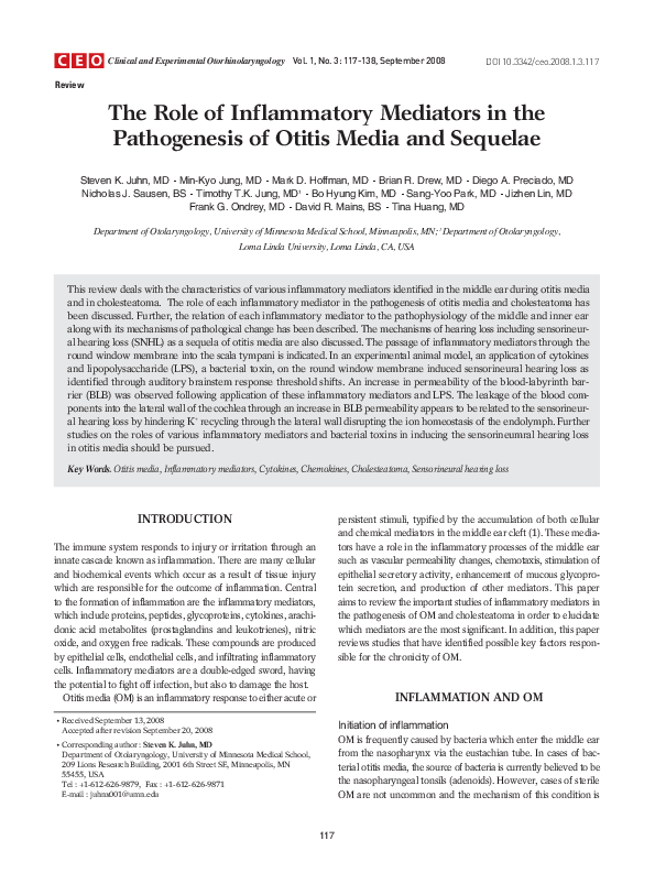 (PDF) The Role of Inflammatory Mediators in the Pathogenesis of Otitis ...
