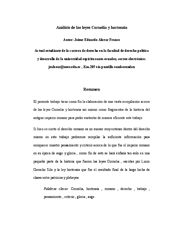 (DOC) Análisis de las leyes Cornelia y hortensia