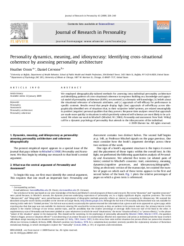 (PDF) Personality dynamics, meaning, and idiosyncrasy: Identifying ...