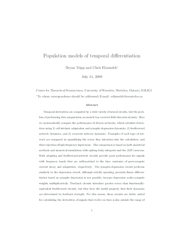 (PDF) Population models of temporal differentiation
