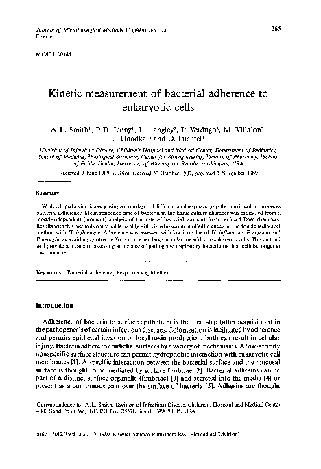 (PDF) Kinetic measurement of bacterial adherence to eukaryotic cells