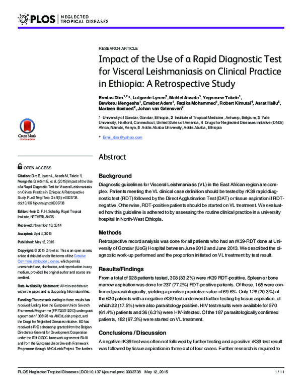 (PDF) Impact of the Use of a Rapid Diagnostic Test for Visceral ...