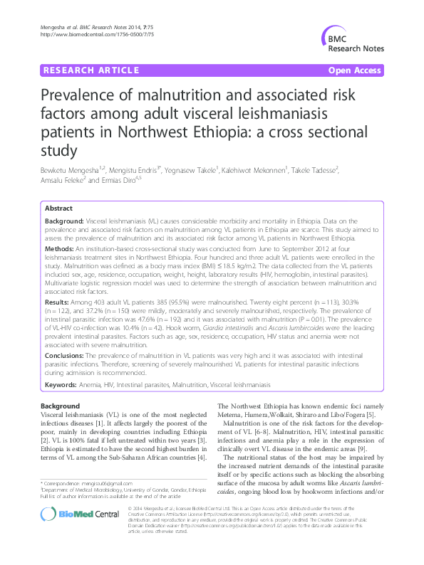 (PDF) Prevalence of malnutrition and associated risk factors among ...