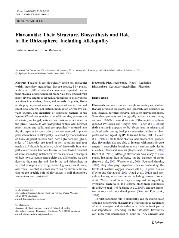 (PDF) Flavonoids Their Structure, Biosynthesis and Role in the