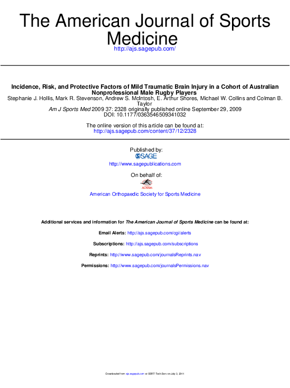 (PDF) Incidence, Risk, and Protective Factors of Mild Traumatic Brain ...